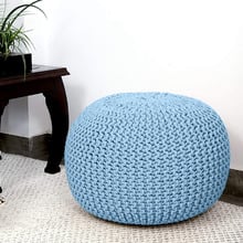 30cm Hand-Knitted Cotton Pouffe
